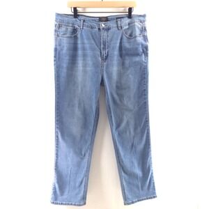 Curve Appeal Womens Jeans Mid-Rise Relaxed Fit 14/32 Blue Stretch Denim